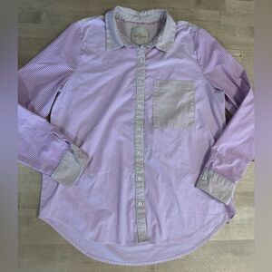 Casa Cabana pink and beige striped button down